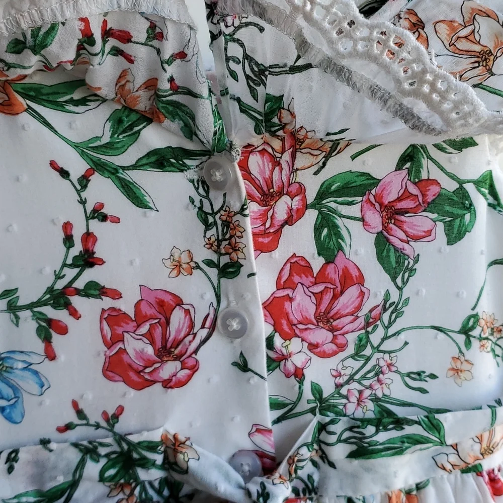 Laura Ashley Floral Tiered Cotton Dress With Lace Detail And Tulle Size …